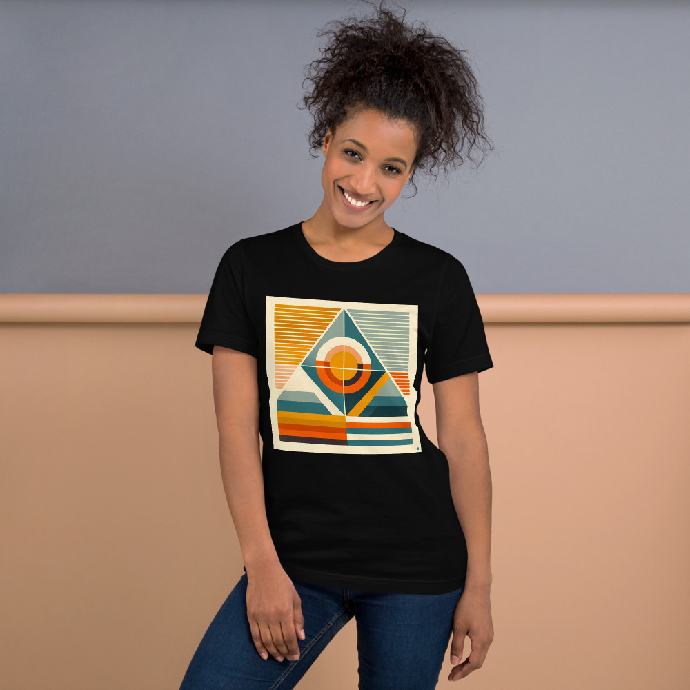 Retro Geometric Sun and Triangle Composition