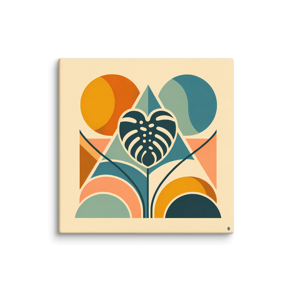 Geometric Monstera Leaf with Bold Botanical Shapes — Canvas Print