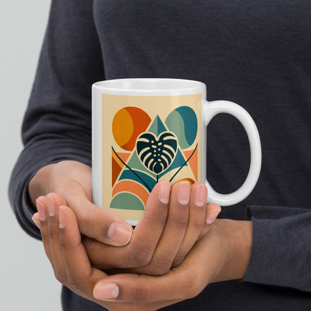 Geometric Monstera Leaf with Bold Botanical Shapes