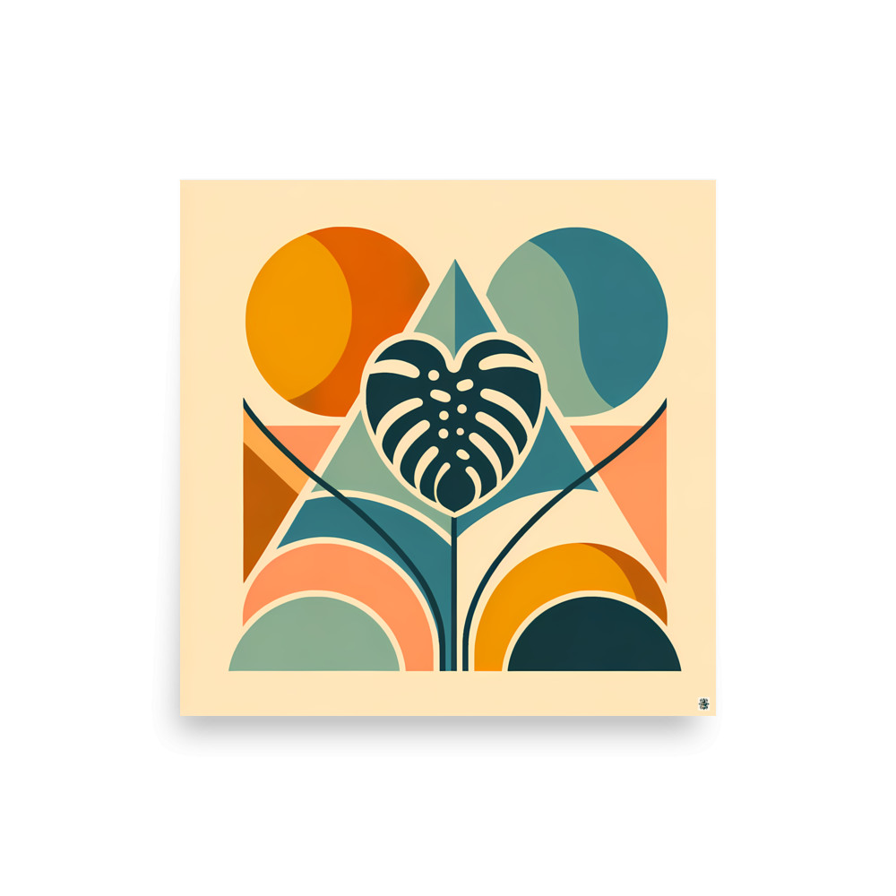Geometric Monstera Leaf with Bold Botanical Shapes — Art Print