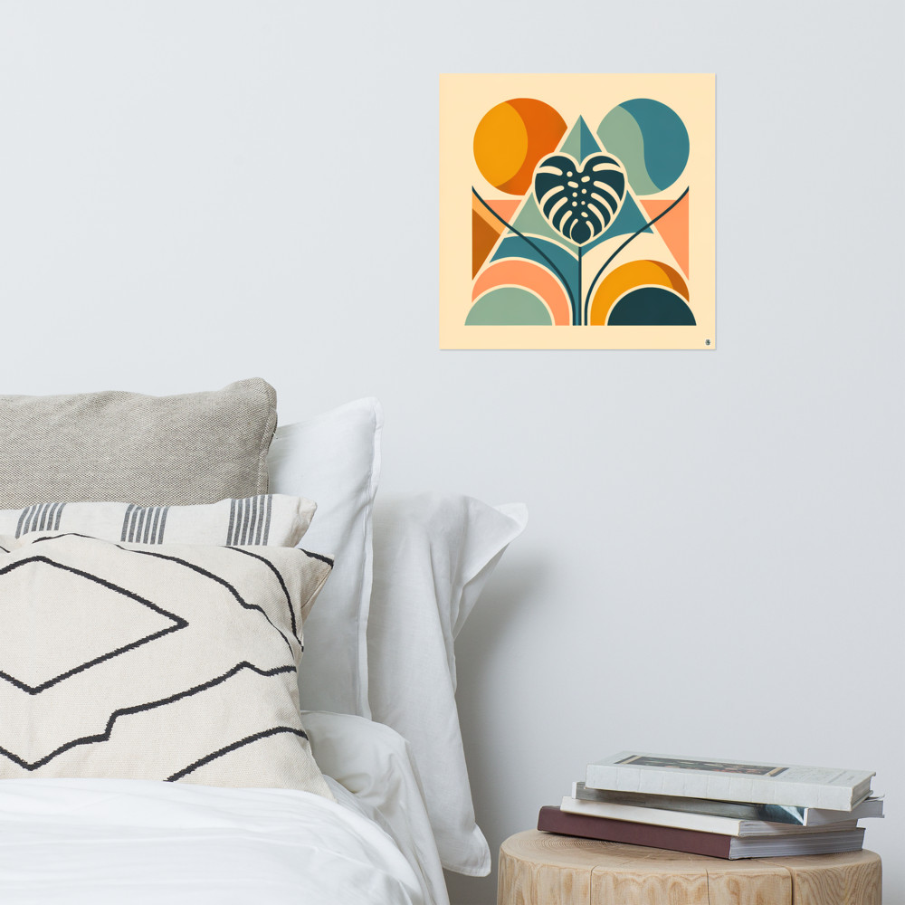 Geometric Monstera Leaf with Bold Botanical Shapes