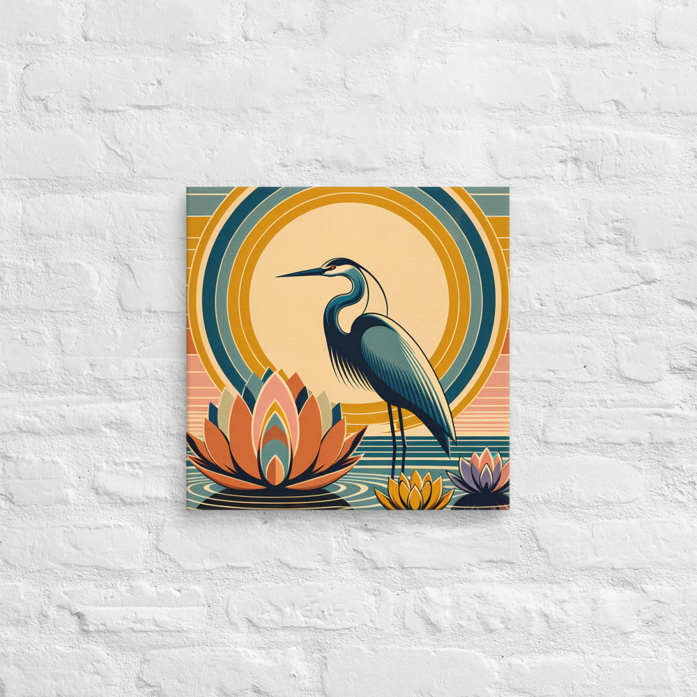 Heron and Lotus Sunset Lagoon