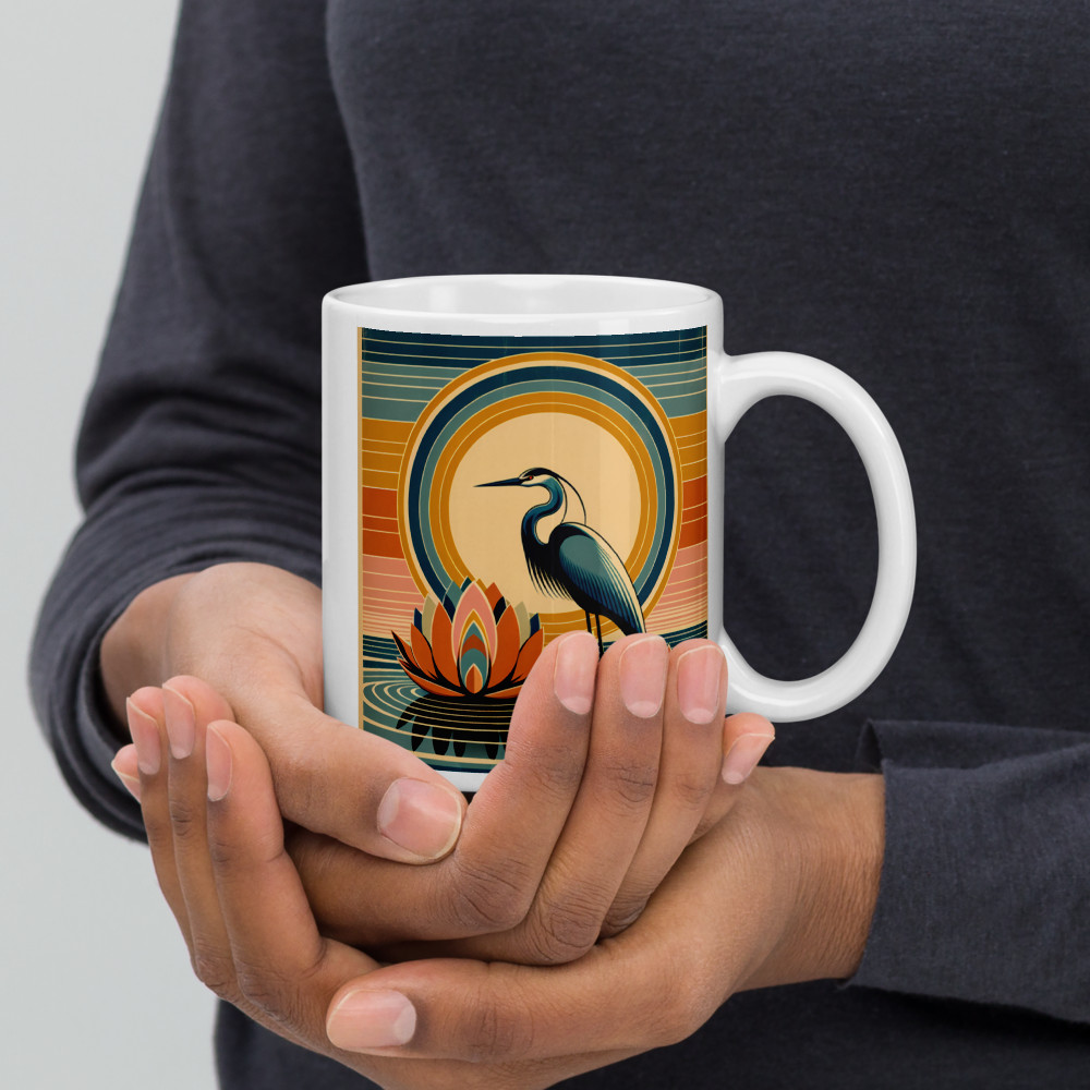 Heron and Lotus Sunset Lagoon