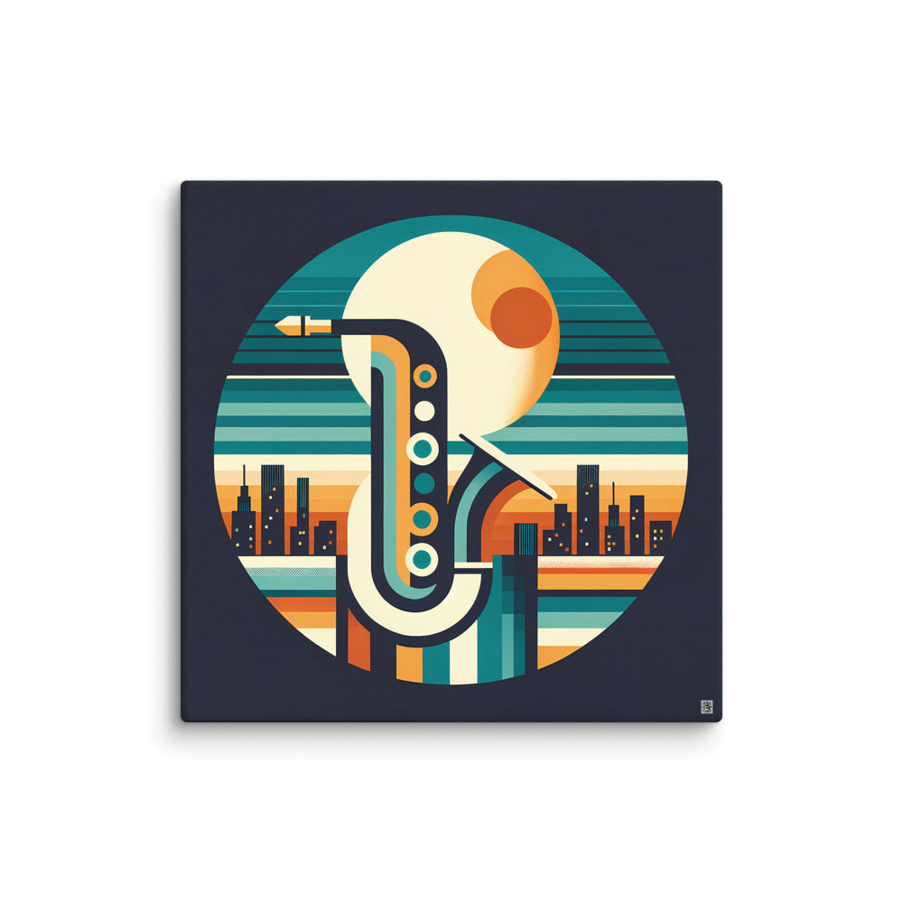 Bauhaus Saxophone Skyline at Sunset — Canvas Print