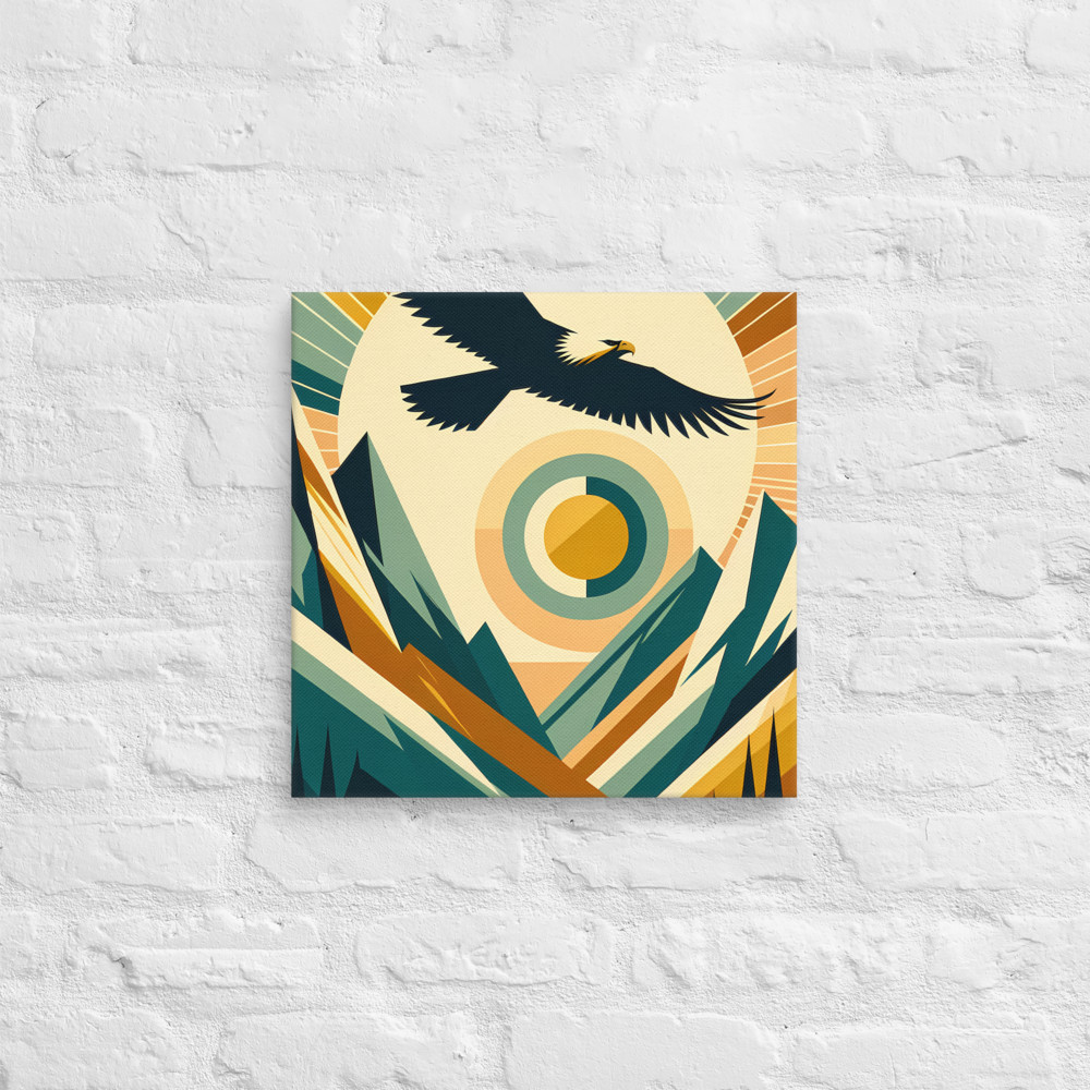 Geometric Eagle Over Mountain Sunrise