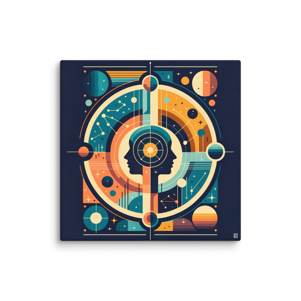 Geometric Astrology Twin Profile Star Chart — Canvas Print