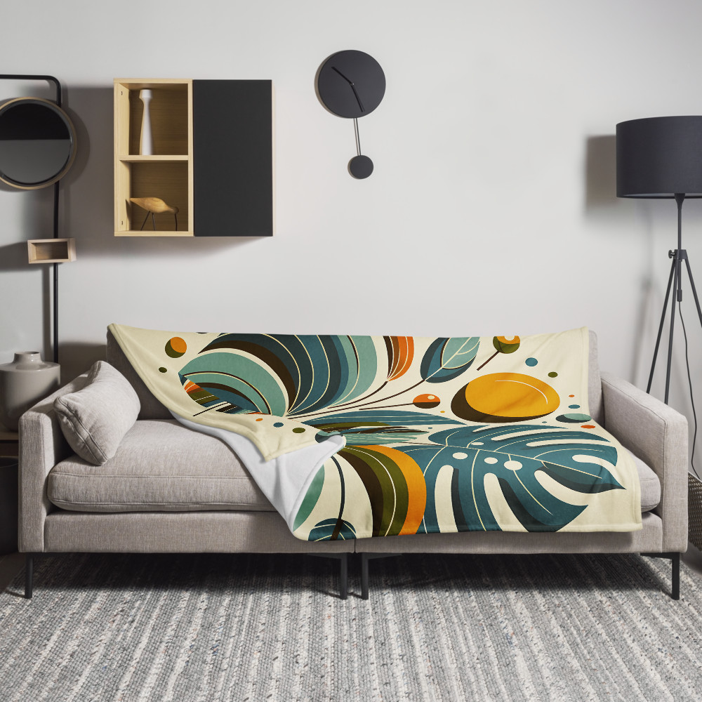 Stylised Botanical Leaves in Teal and Orange