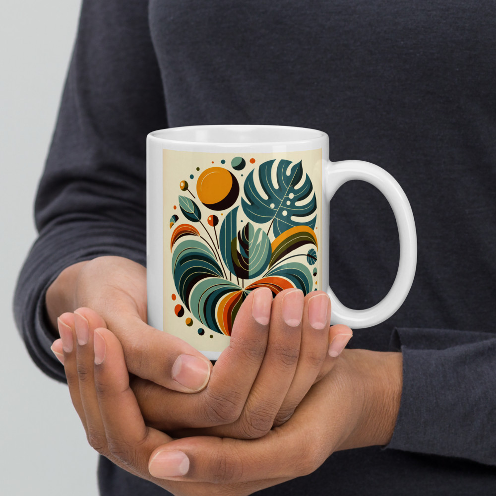 Stylised Botanical Leaves in Teal and Orange