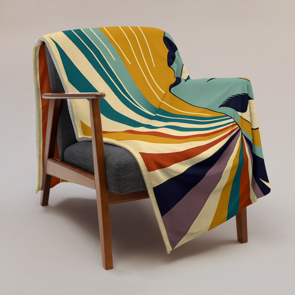 Retro abstract portrait with sunburst lines