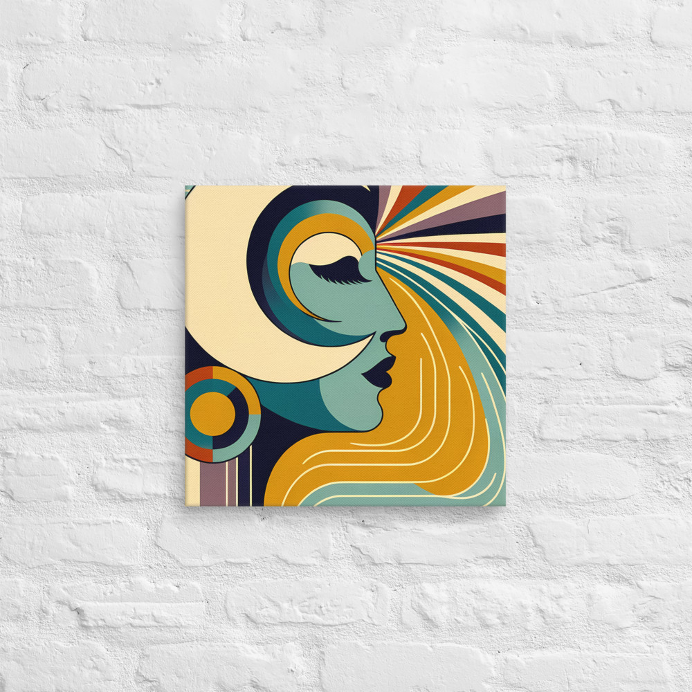 Retro abstract portrait with sunburst lines