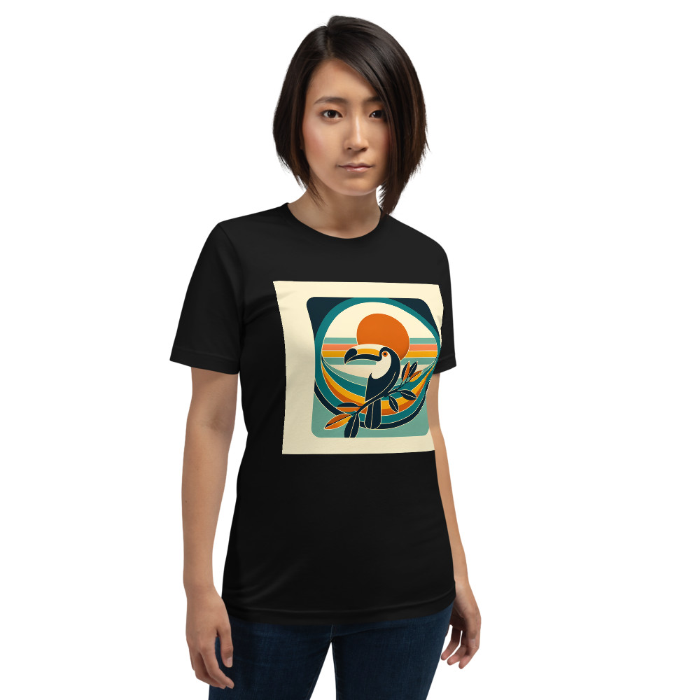 Retro Toucan Sunset in Teal and Orange