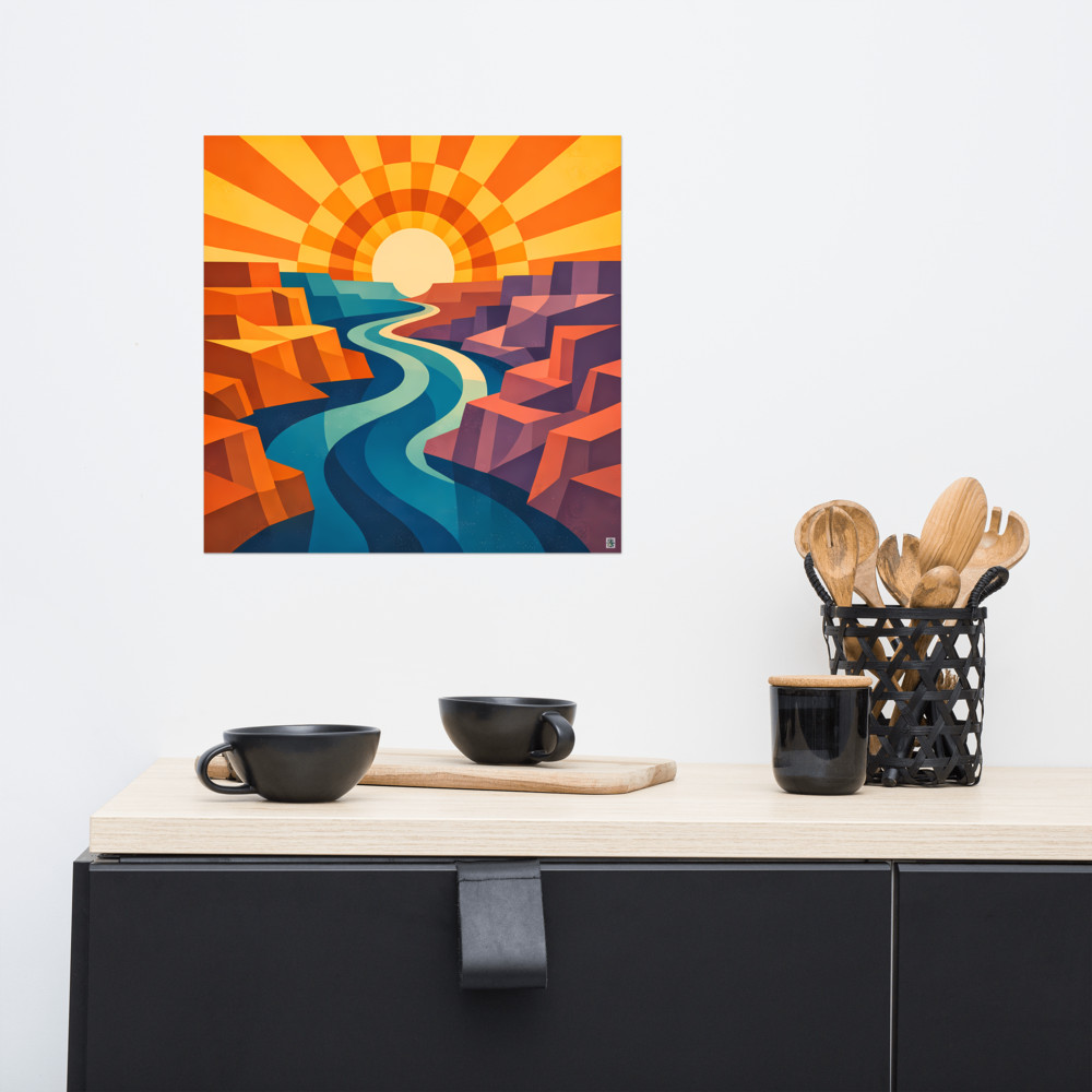 Geometric Canyon River Sunset
