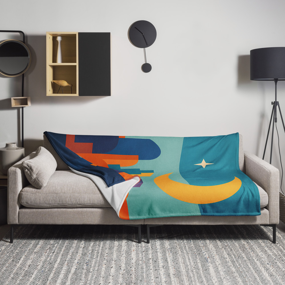 Crescent Moon Geometric Cityscape