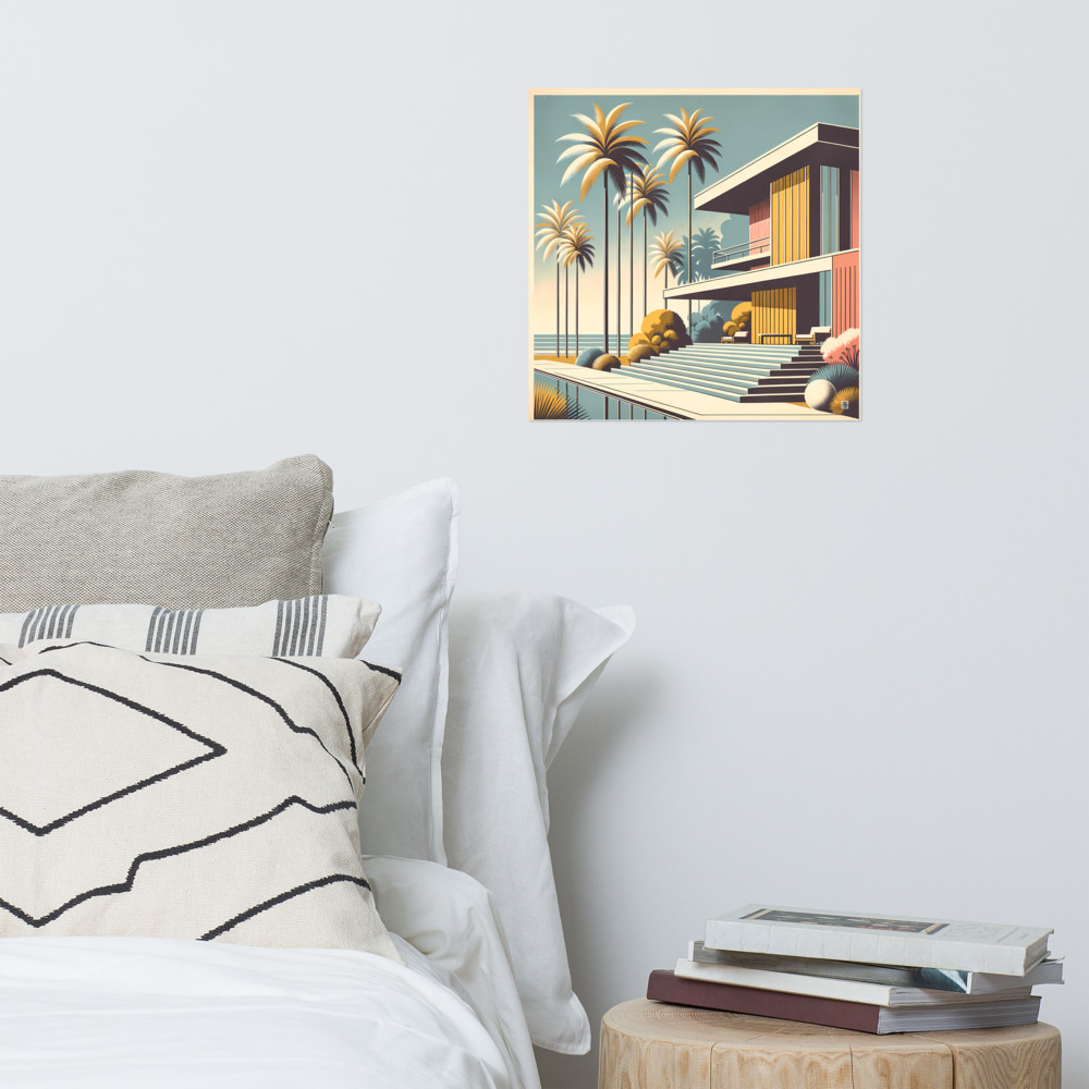 Mid Century Modern Palm House by the Sea — Art Print
