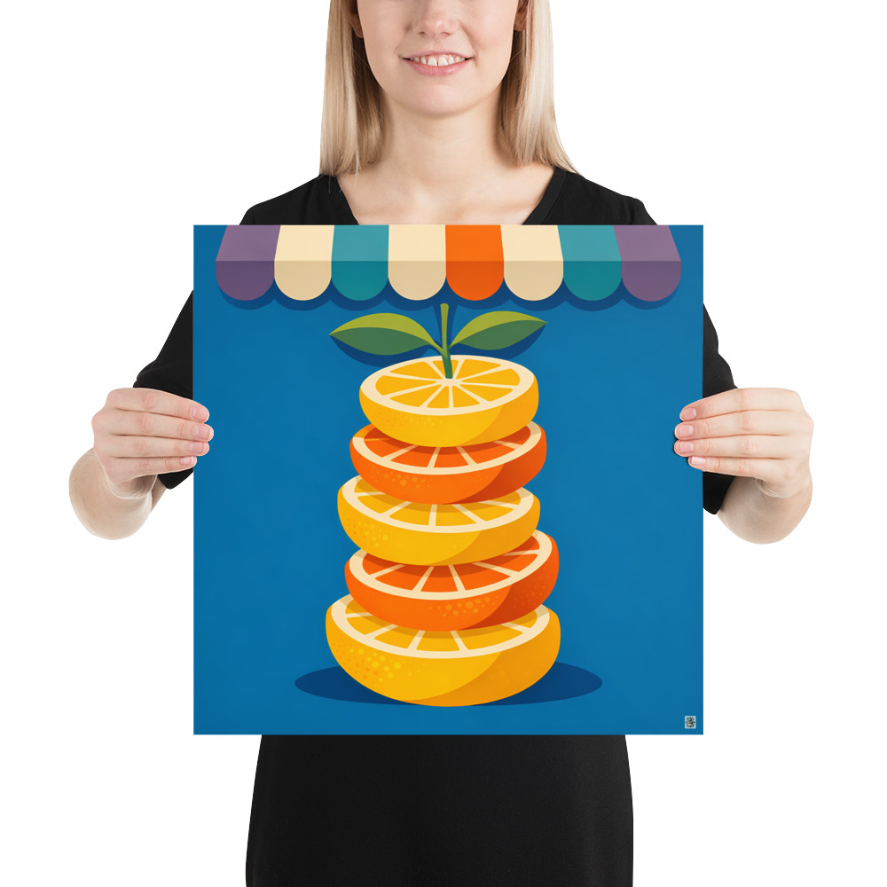 Stacked Citrus Slices Under Market Awning