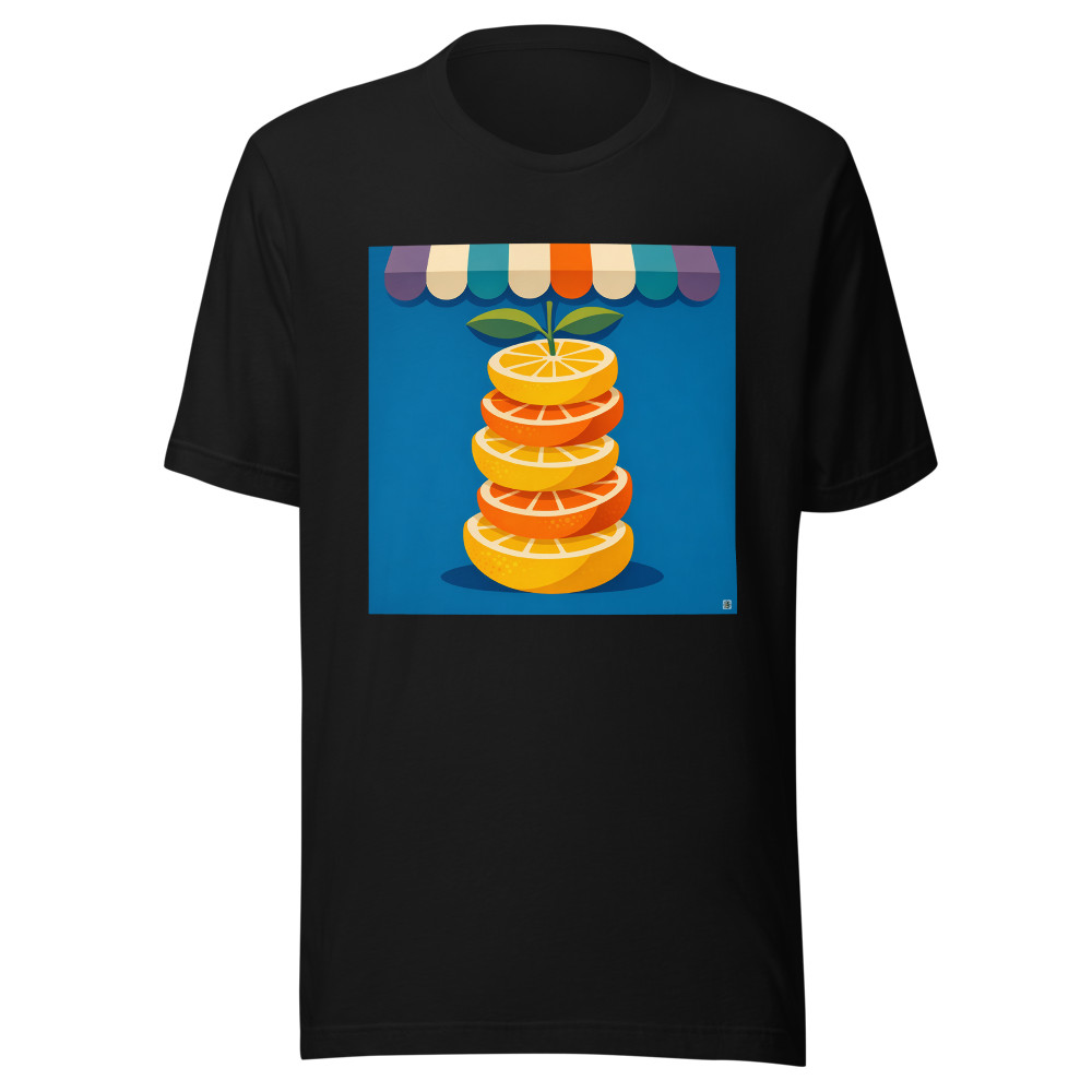 Stacked Citrus Slices Under Market Awning