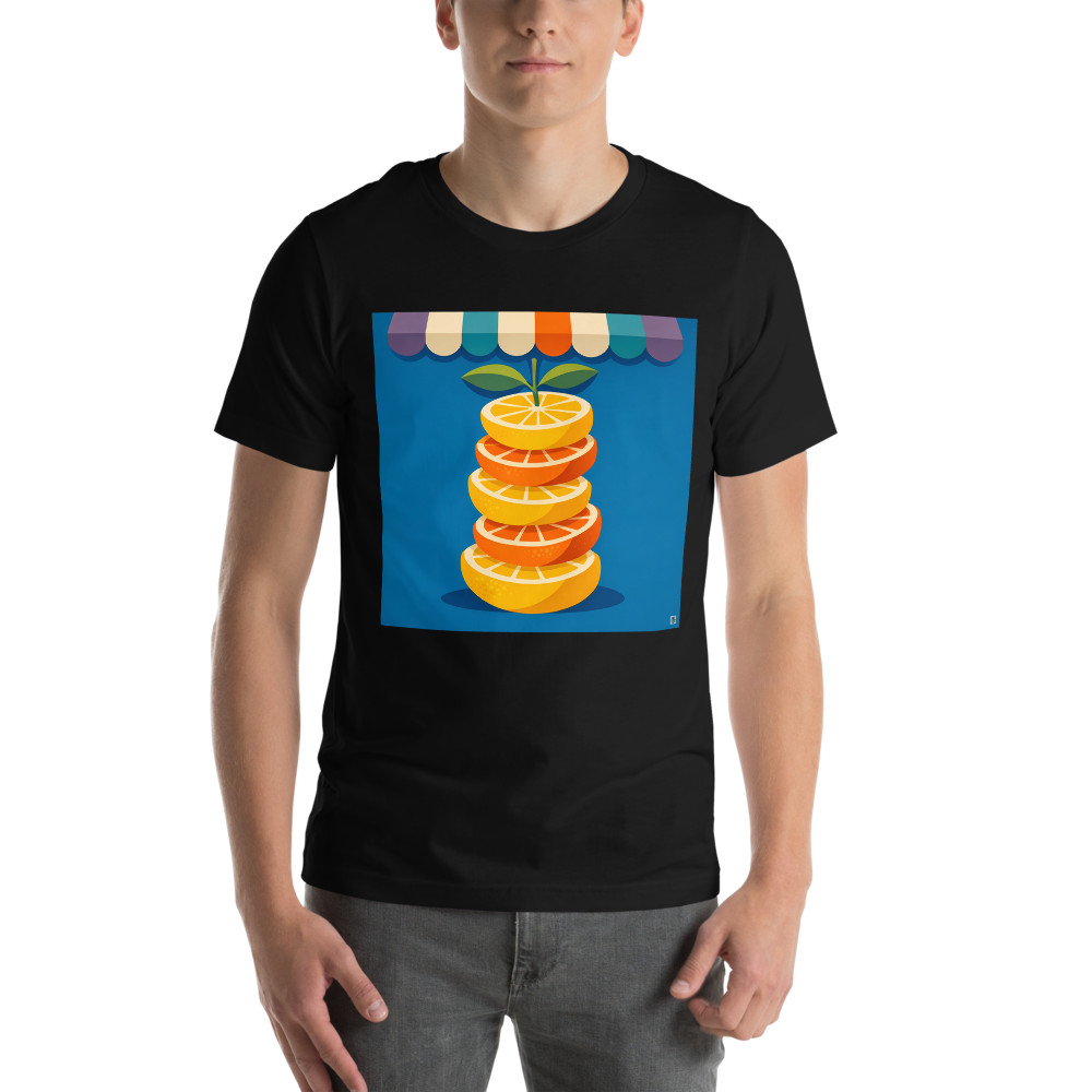 Stacked Citrus Slices Under Market Awning