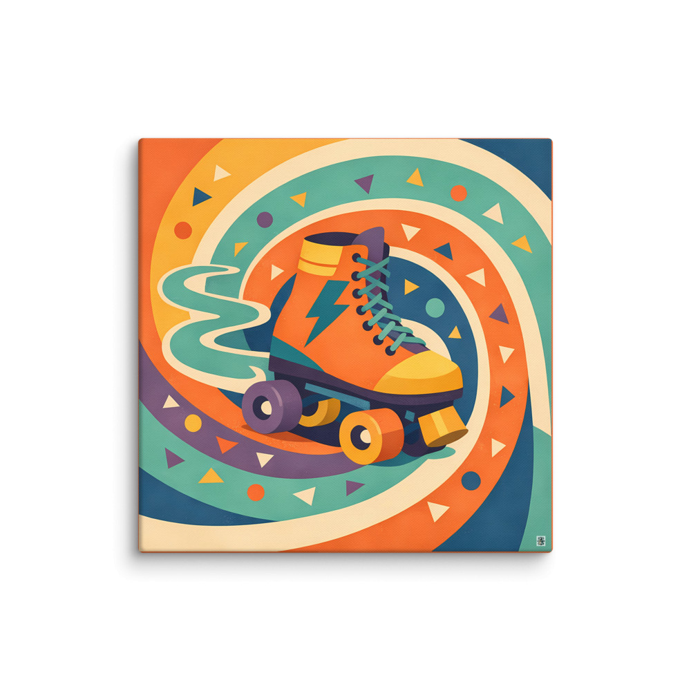 Colourful Memphis Roller Skate Illustration — Canvas Print