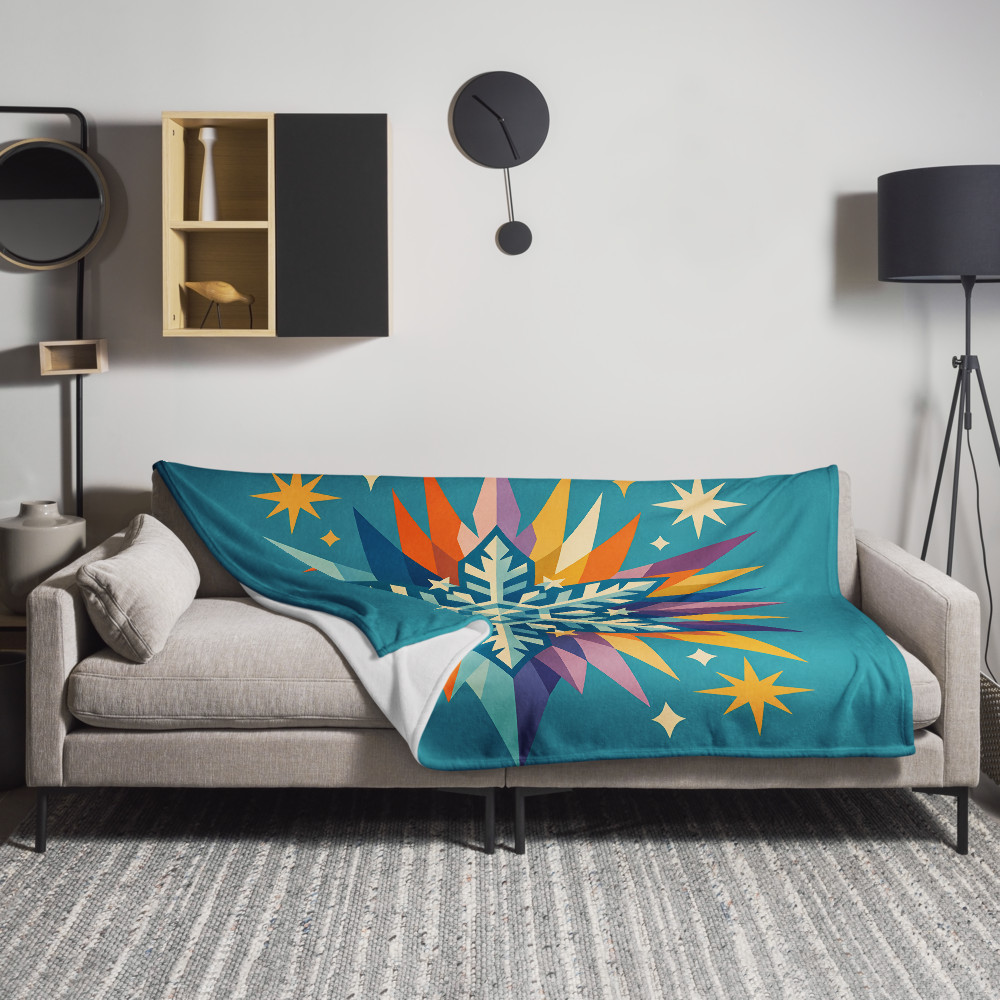 Colourful Geometric Snowflake with Starbursts