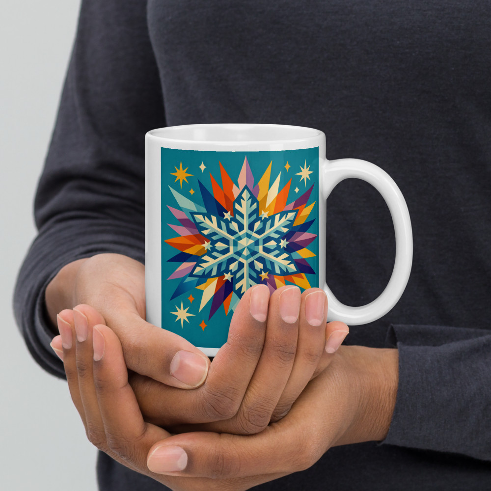 Colourful Geometric Snowflake with Starbursts