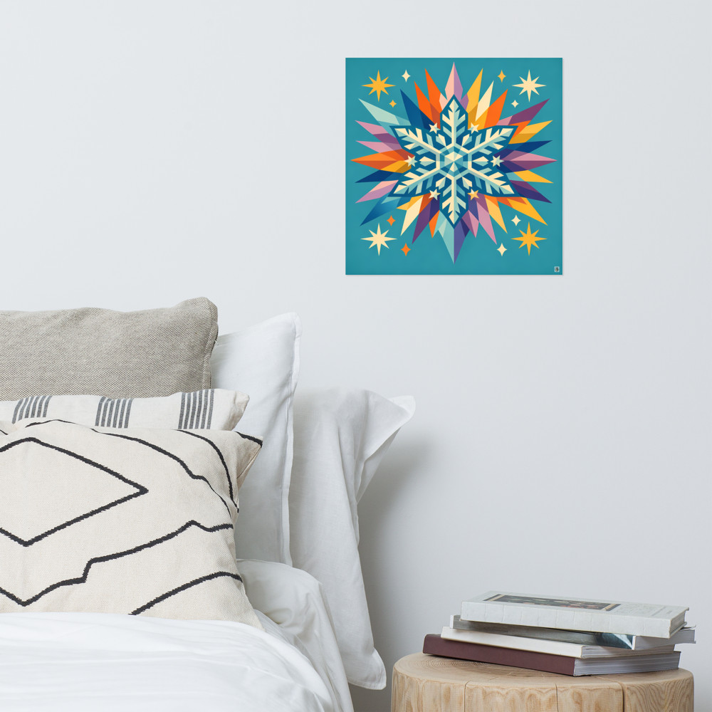 Colourful Geometric Snowflake with Starbursts