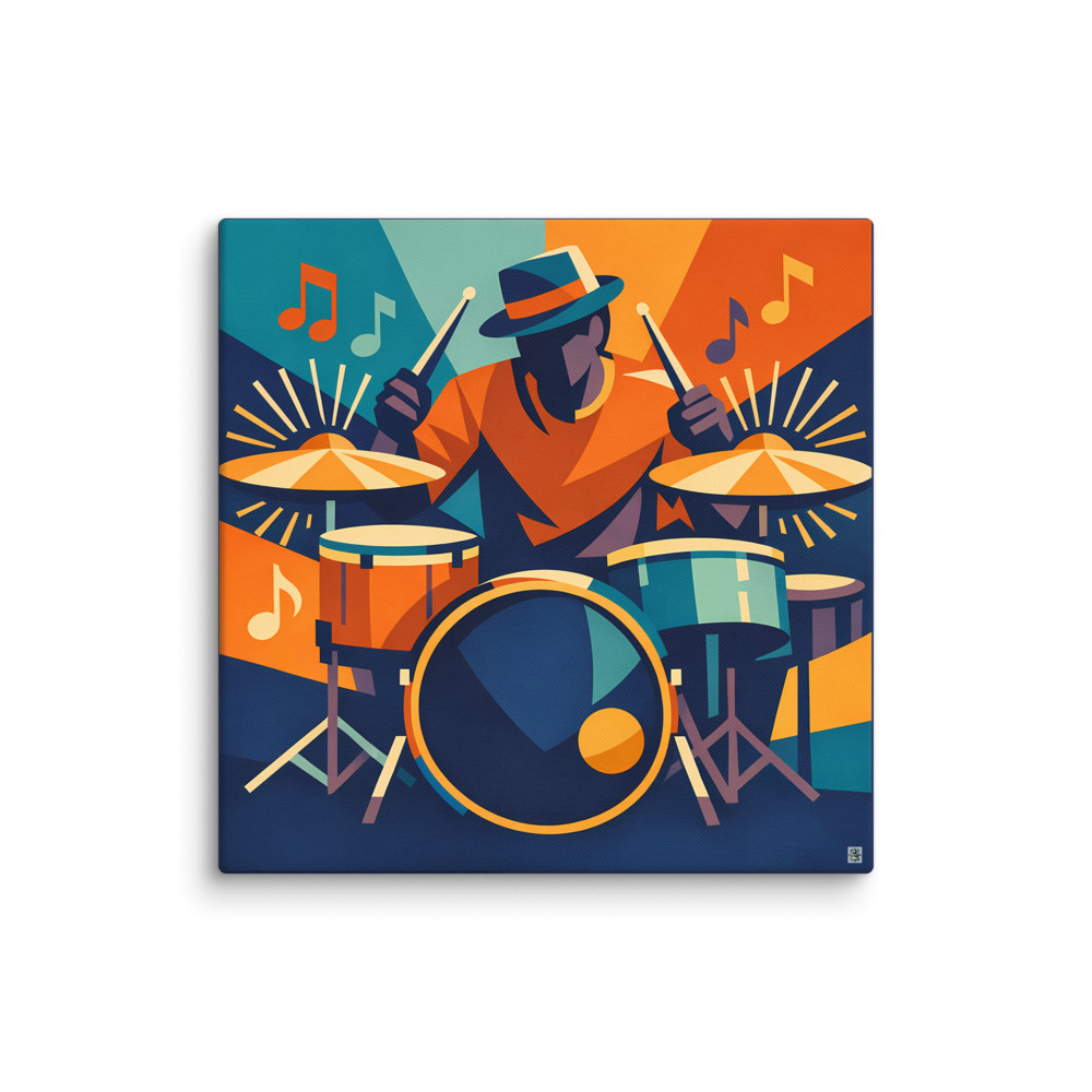 Geometric Drummer in Festival Colour Shapes — Canvas Print