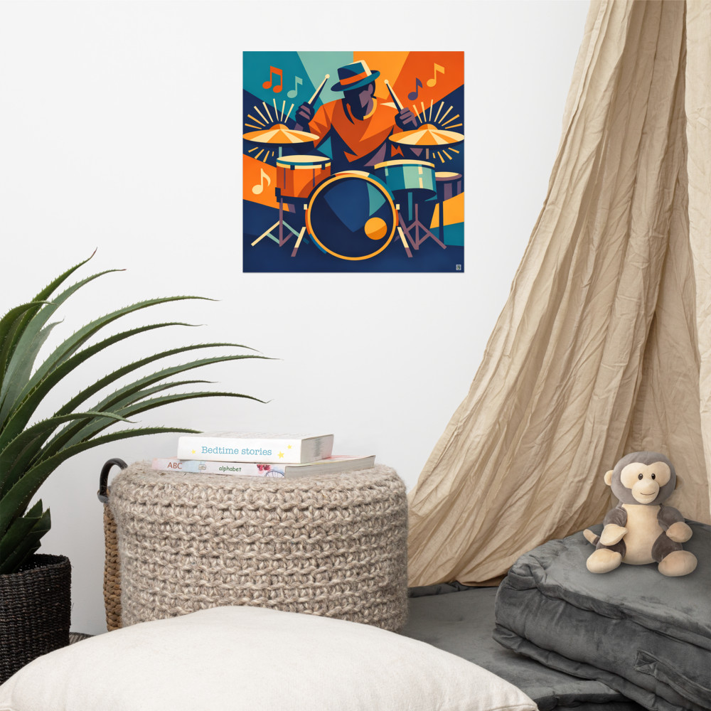 Geometric Drummer in Festival Colour Shapes