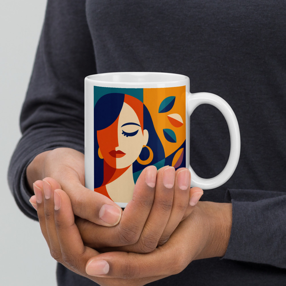 Cubist Inspired Woman with Autumn Leaves