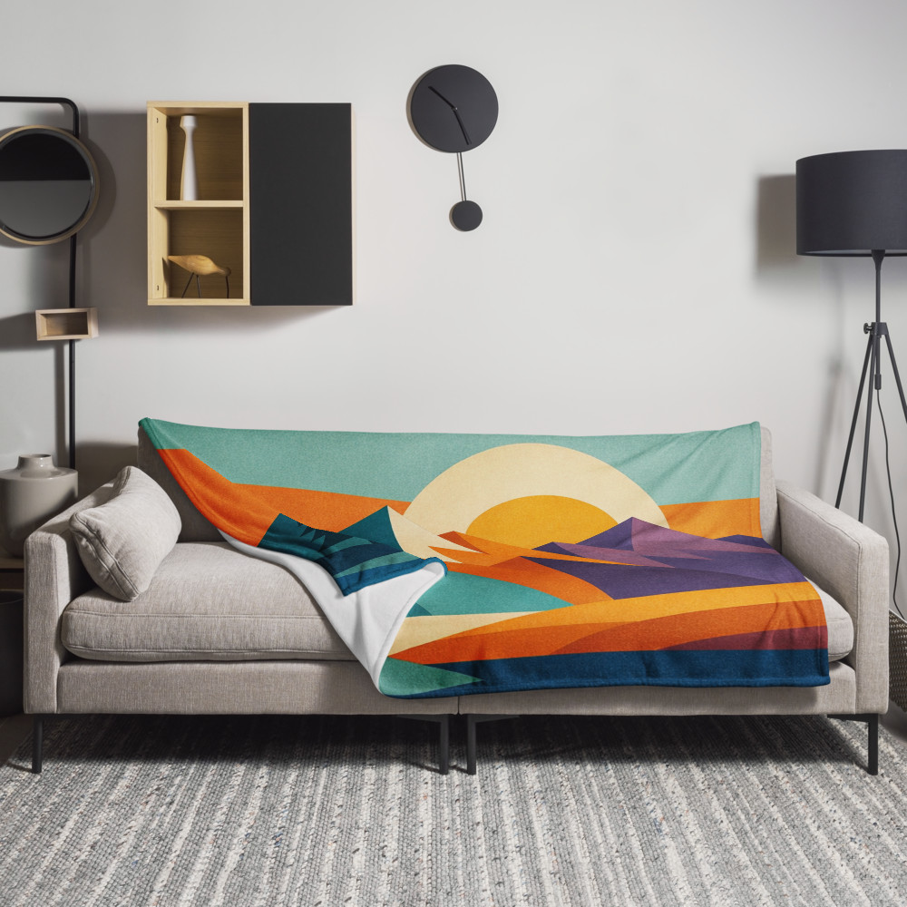 Geometric Mountain Sunset Landscape