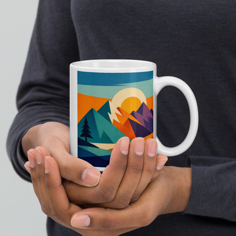 Geometric Mountain Sunset Landscape