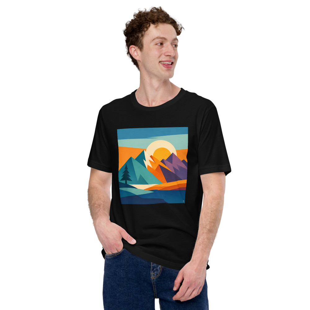 Geometric Mountain Sunset Landscape