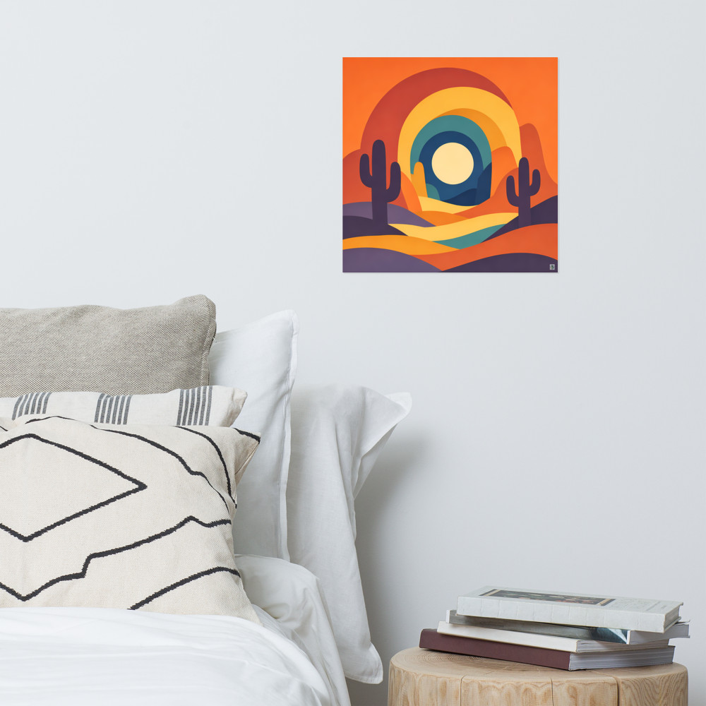 Desert Cactus Arch Sunset Illustration