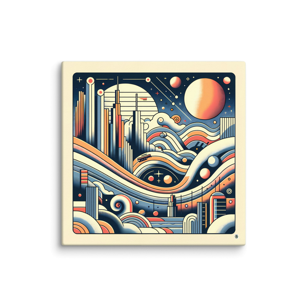 Retro Futuristic Space Cityscape with Planets