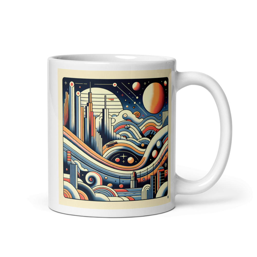 Retro Futuristic Space Cityscape with Planets