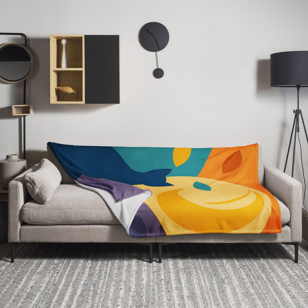 Moonlit Cat in Wavy Abstract Landscape