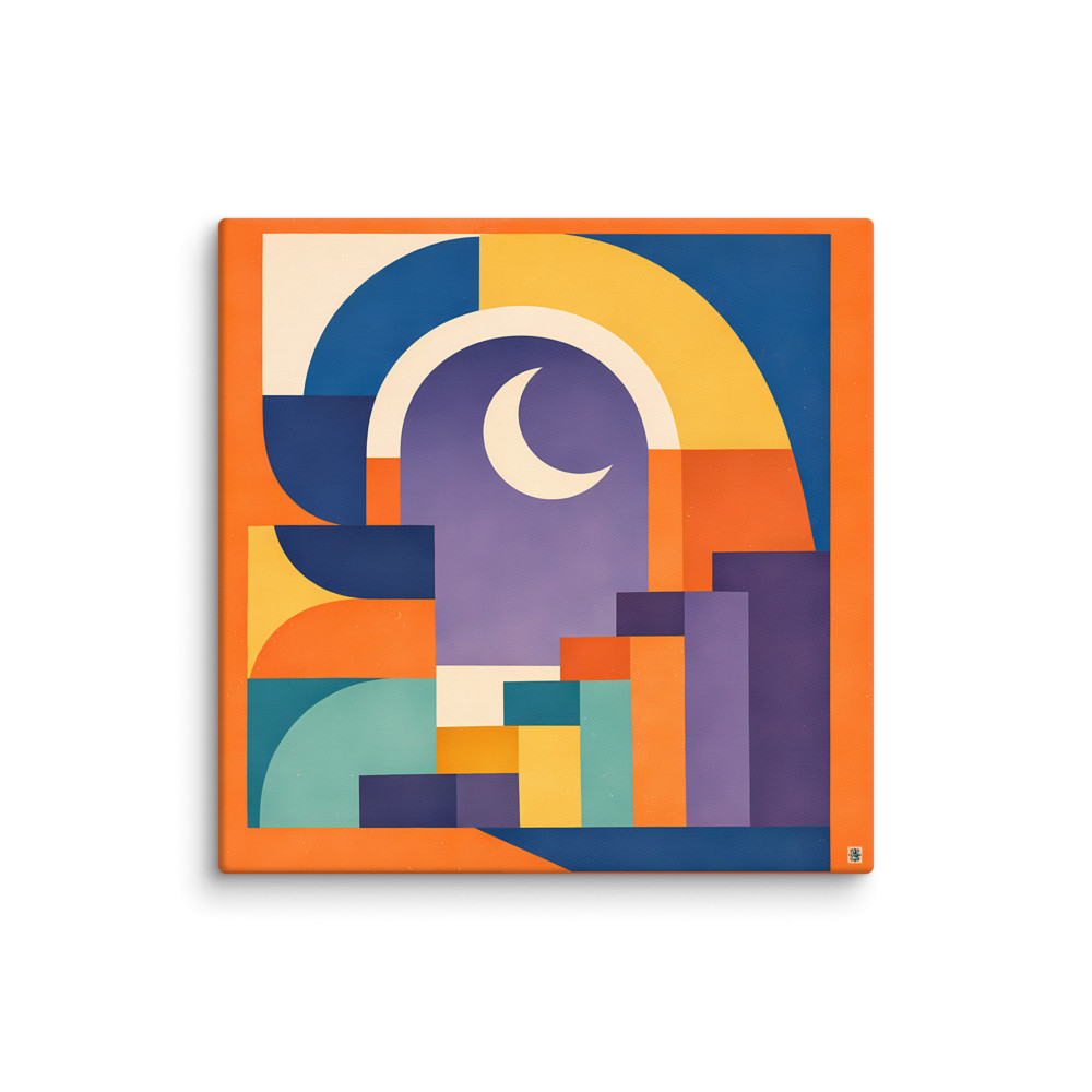 Geometric Moon Arch in Bold Typographic Shapes — Canvas Print