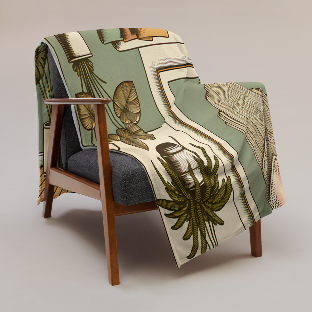 Mid Century Modern Boho Lounge with Houseplants