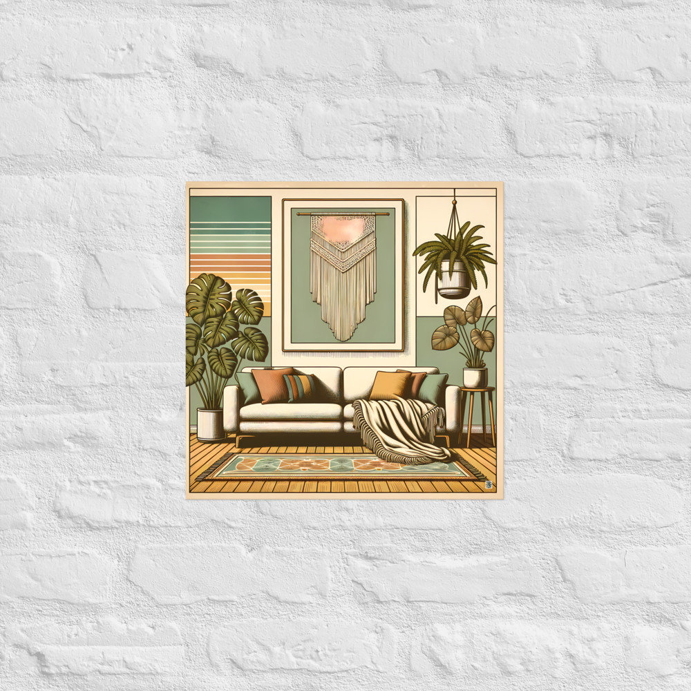 Mid Century Modern Boho Lounge with Houseplants