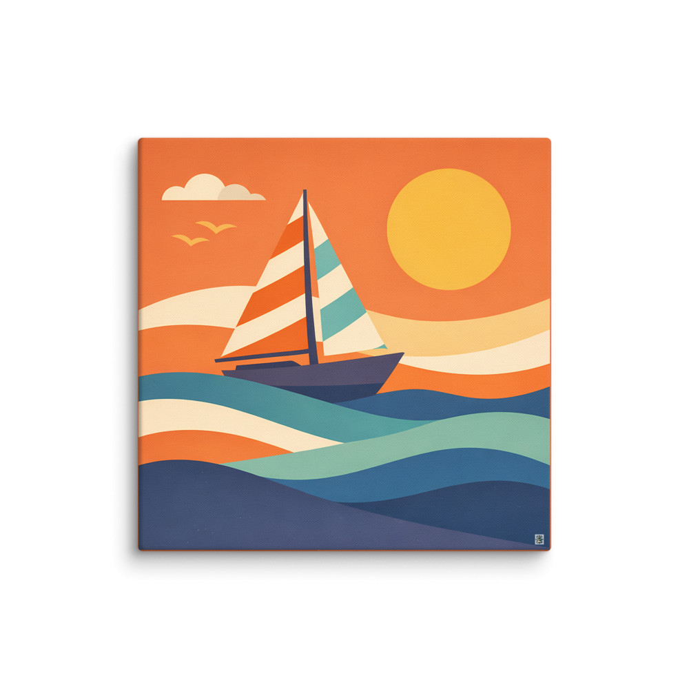 Colour Block Yacht at Sunset — Canvas Print