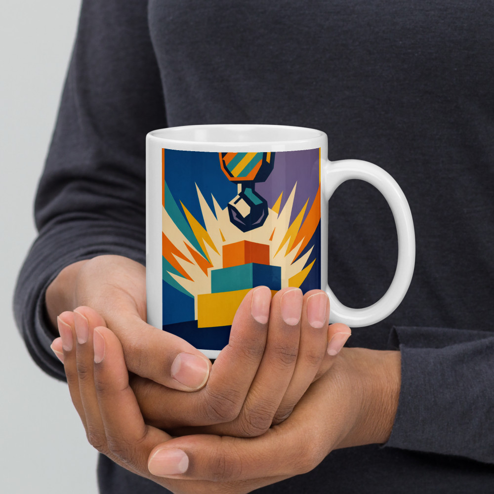 Crane Claw and Blocks with Brutalist Burst — Mug