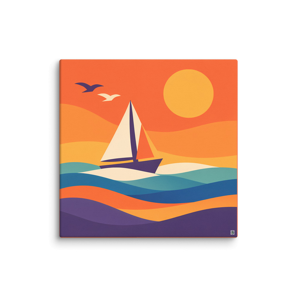 Colour Block Yacht at Sunset — Canvas Print