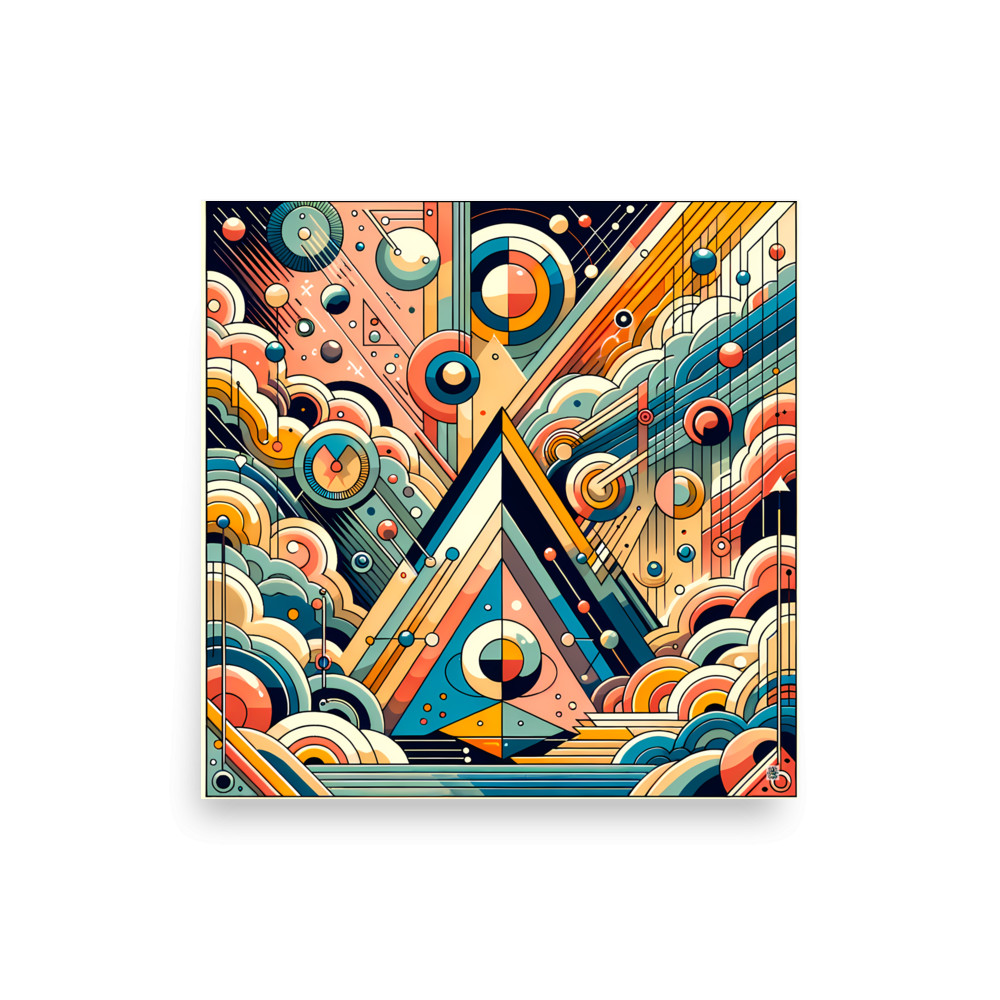 Geometric Abstract Pyramid with Vibrant Circles — Art Print