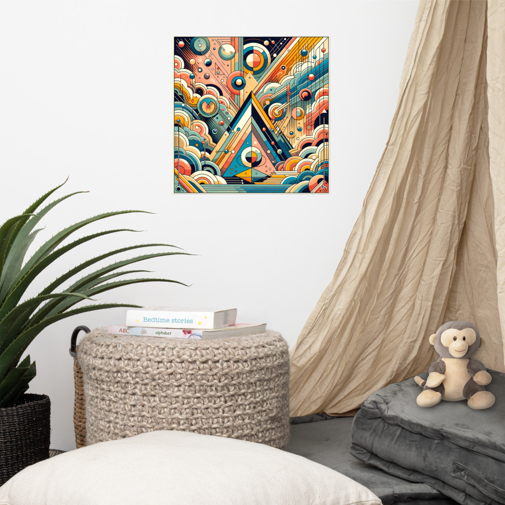 Geometric Abstract Pyramid with Vibrant Circles