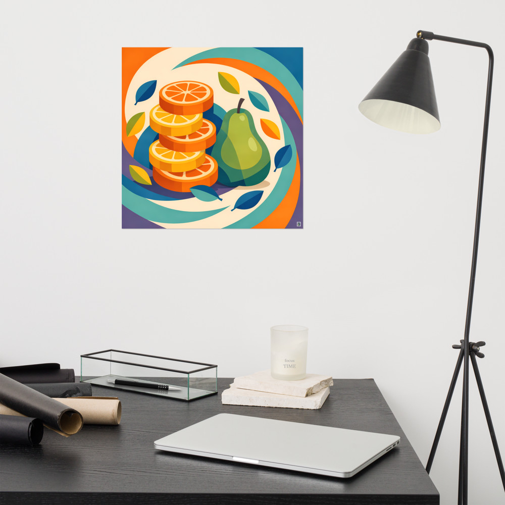Stacked Citrus Slices and Pear Illustration — Art Print