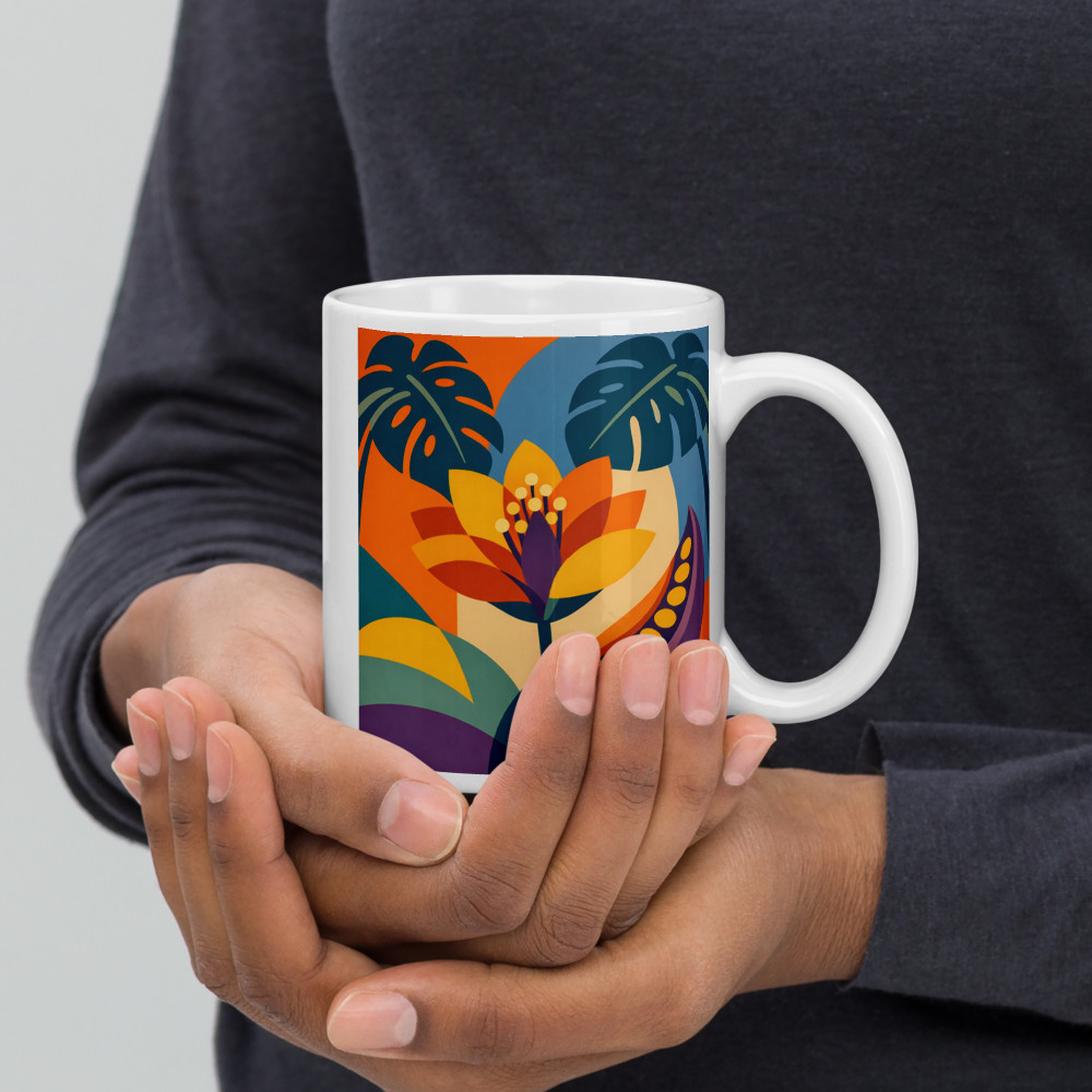 Bold Tropical Flower and Leaf Shapes — Mug
