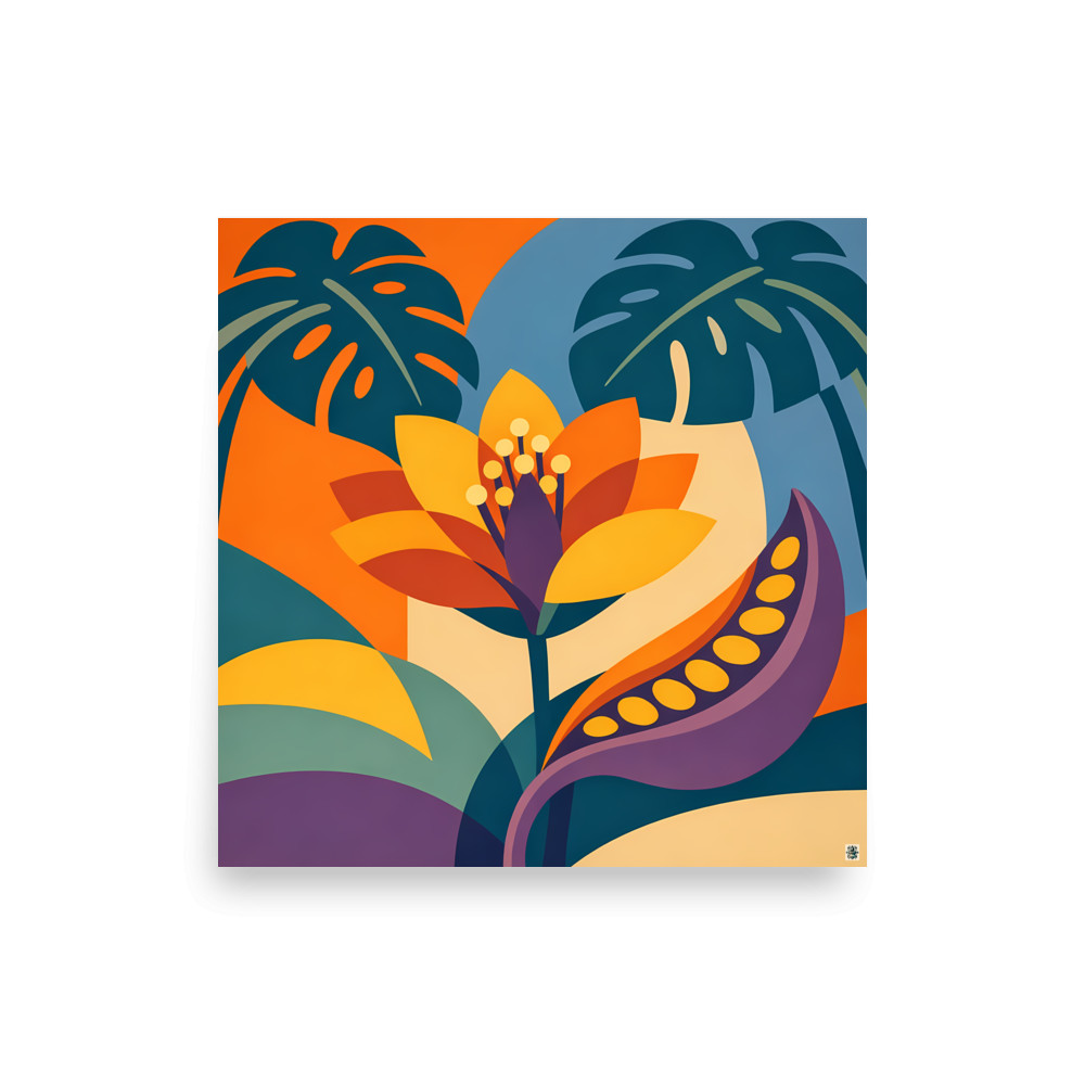 Bold Tropical Flower and Leaf Shapes — Art Print