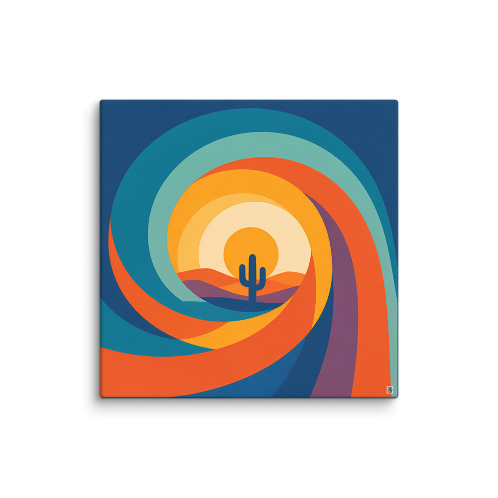Swirling Desert Sunset with Cactus Arches — Canvas Print