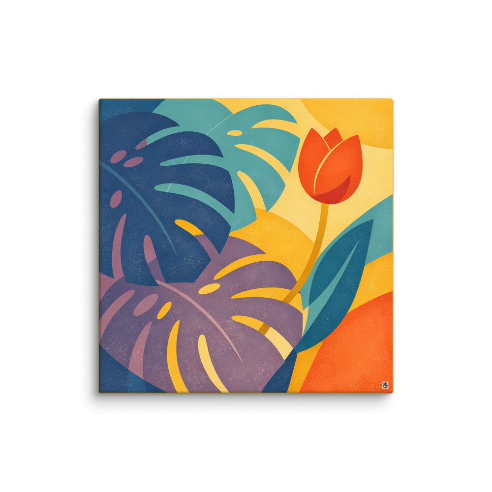 Colourful Abstract Leaves and Tulip — Canvas Print