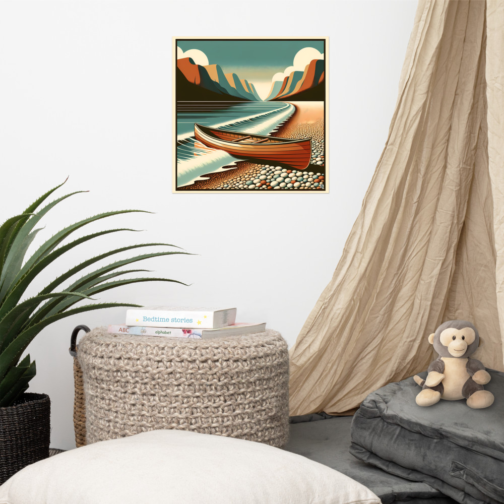 Retro Canoe on Pebble Beach Mountain Coast