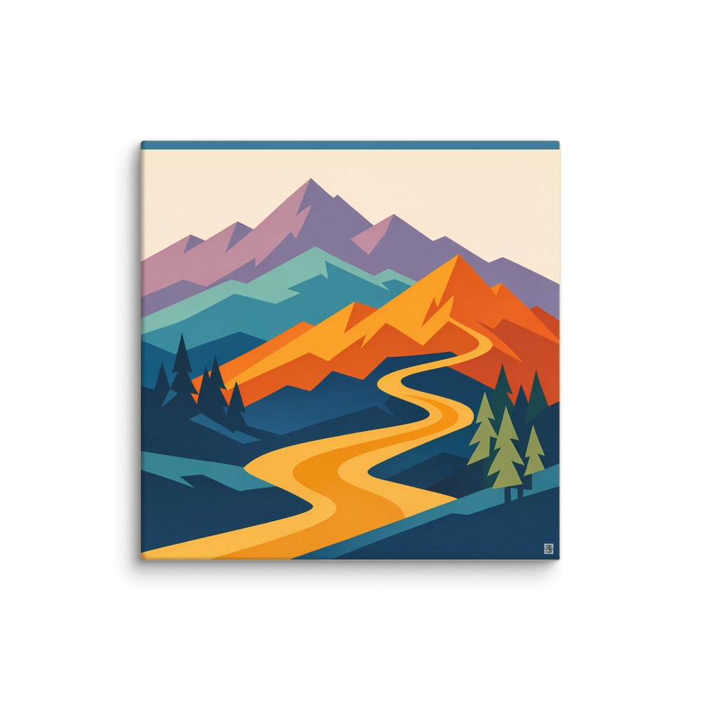 Geometric Mountain Valley with Golden River